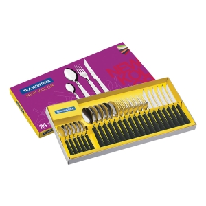 Set Cubiertos 24 Piezas New Kolor Negro Tramontina 23199/062