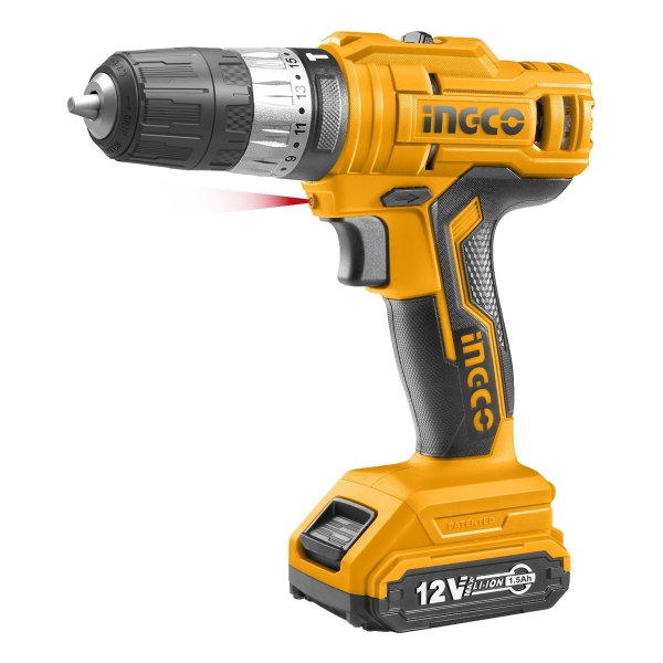 Taladro 10mm Atornillador Percutor 12v 2 Bat Ingco Cidli122