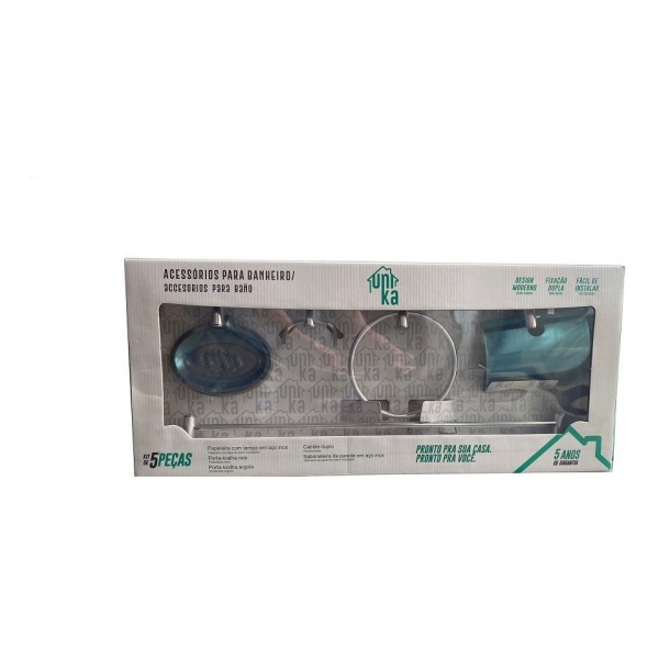 Kit De Accesorios Para Baño Metalico Acero Inox 5pc Unika Pg