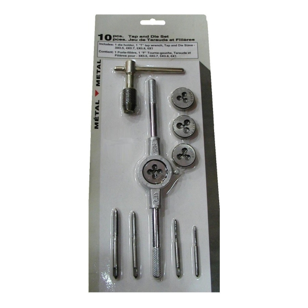 Juego De 10 Piezas De Macho Y Terraja Para Metal 3 A 6mm