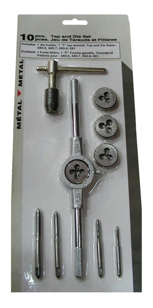 Juego De 10 Piezas De Macho Y Terraja Para Metal 3 A 6mm