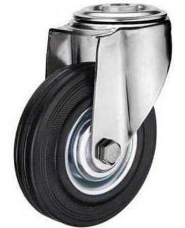 Set De 4 Ruedas D Goma Base Giratoria 100mm P/ Perno Cód 167