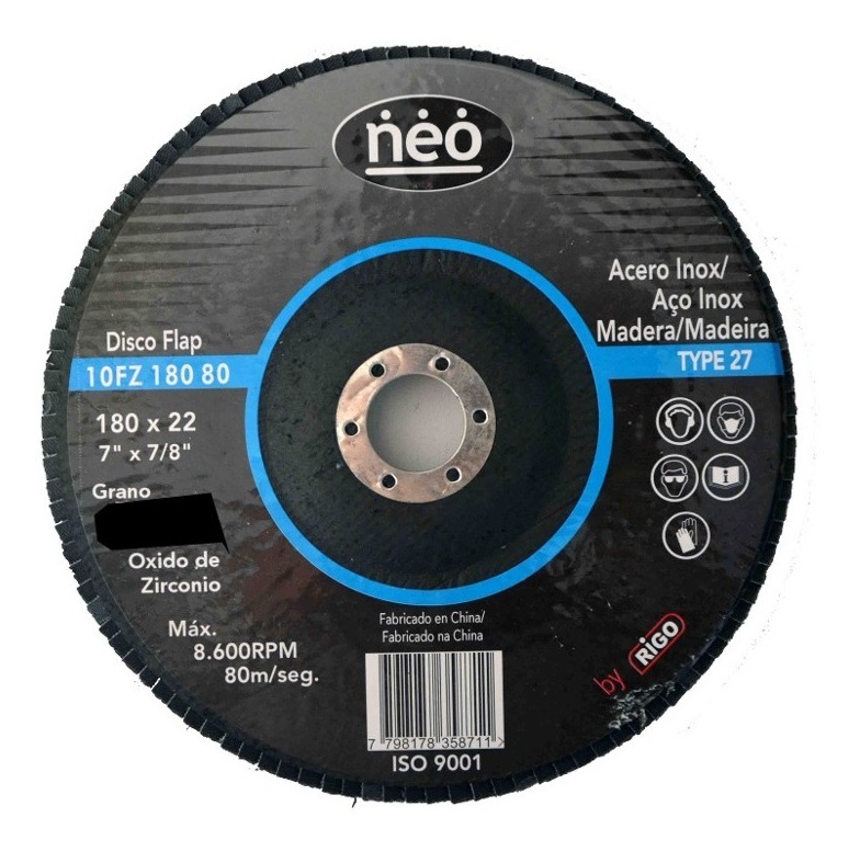 Disco Flap De Lijas 180mm Neo 10fz180 Acero Inoxidable N°80