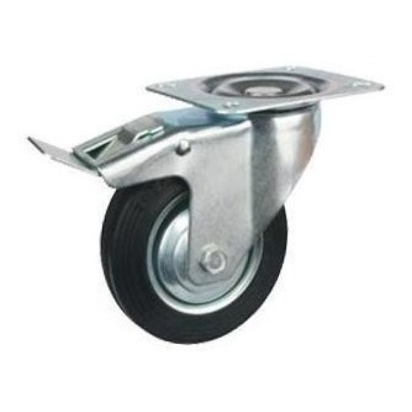 Rueda Con Base Cuadrada Giratoria Y Freno 125mm Código 199