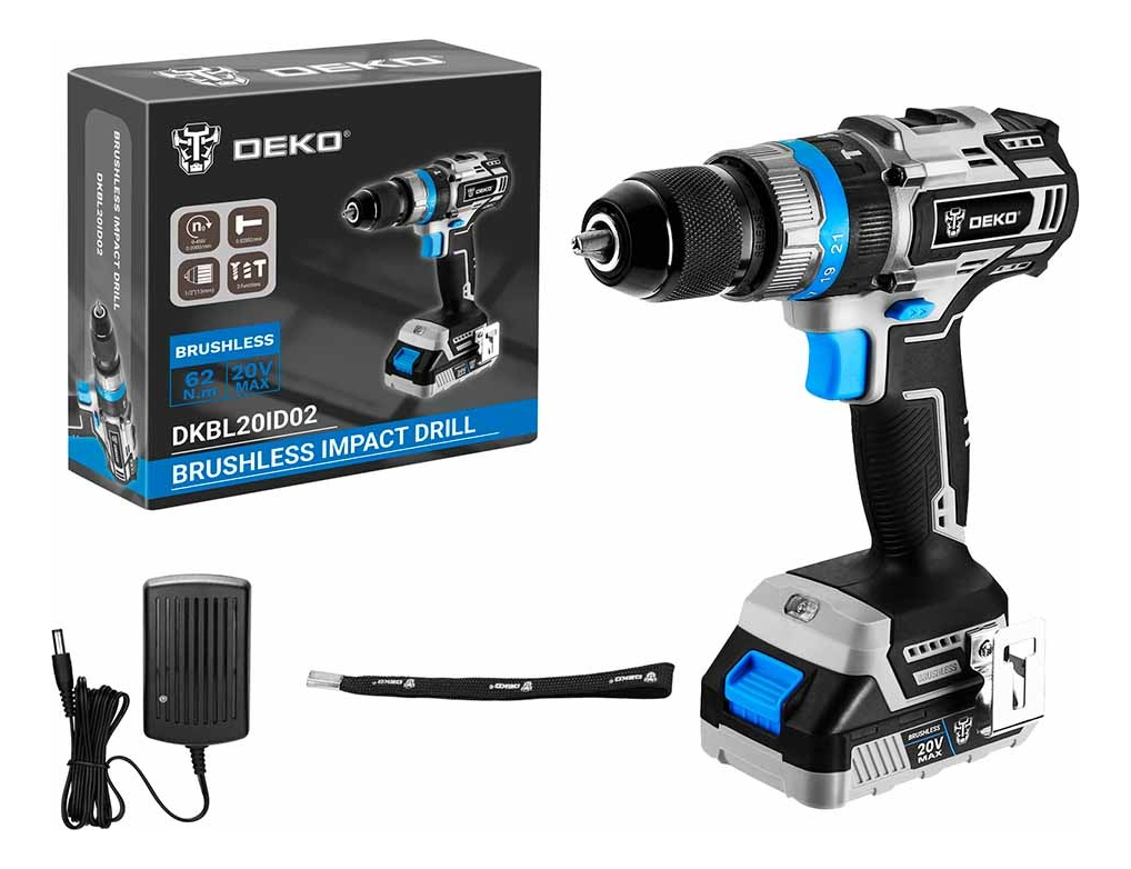 Taladro Atornillador Con Percutor 13mm 20v Brushless Deko