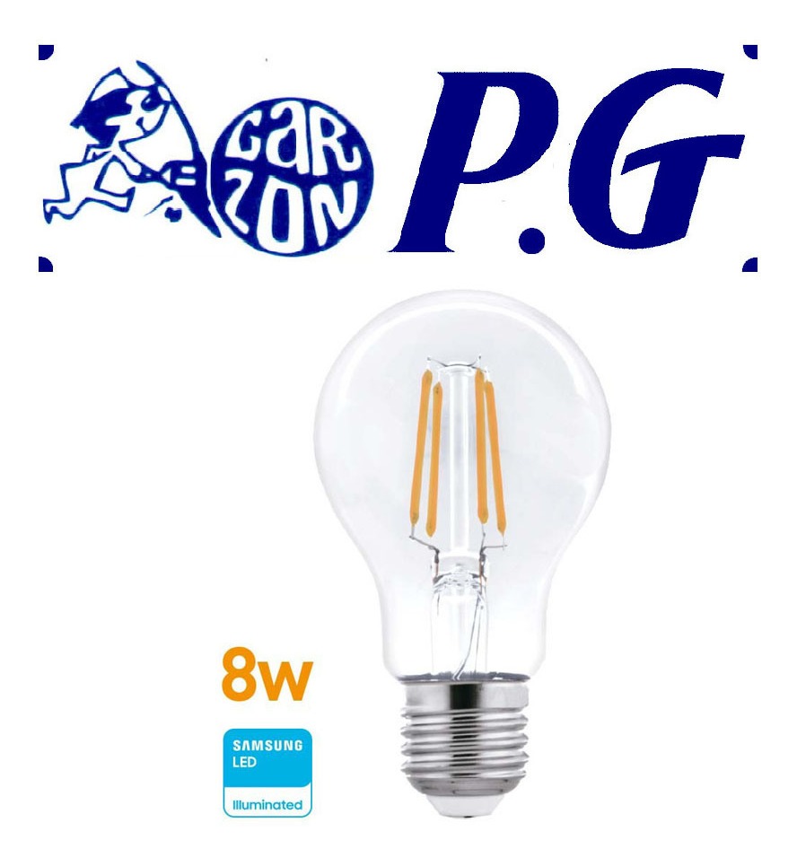 Lámpara Led Filamento 8w (equivale 75w) E27 Cálida Wellmax