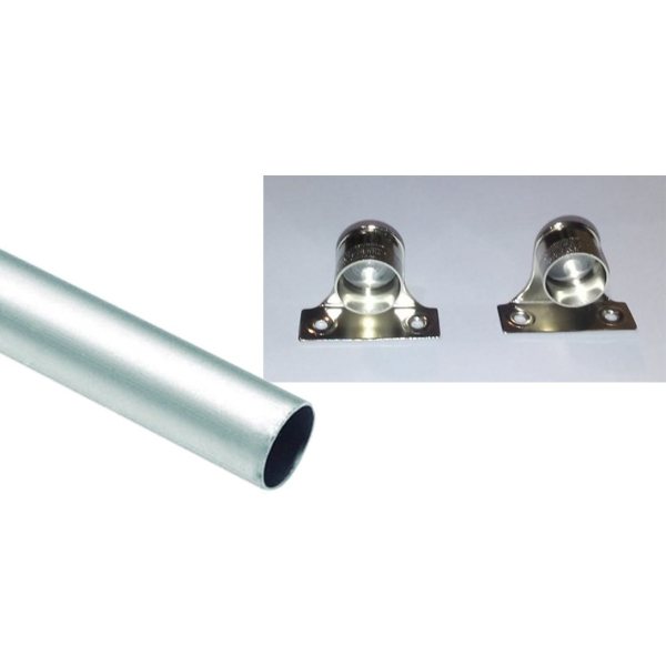 3,3mt Barrote De Aluminio Redondo 3/4 + Soportes Laterales