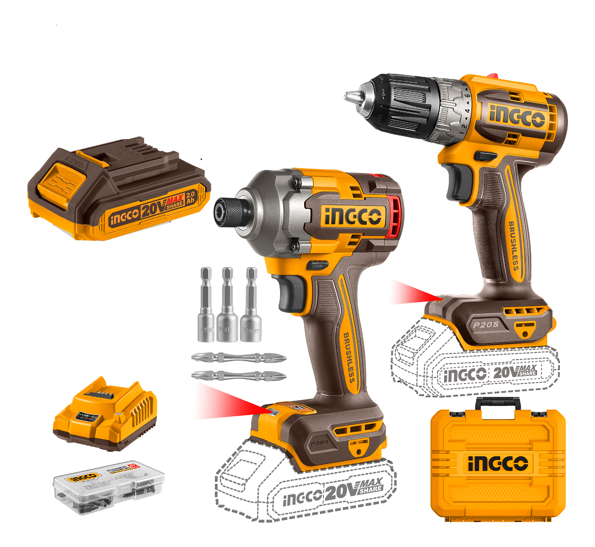 Set Atornillador De Impacto + Atornillador + 2 Bat + Valija