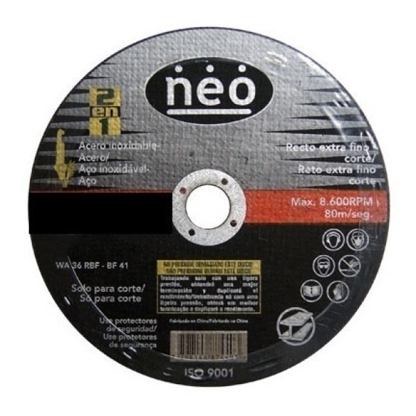 Pack 10 Discos De Corte Fino 41/2 PuLG 115x0.8x22,2mm Neo