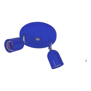 Spot Techo Beta Plastico Y Metal 2 Luces Base Redonda Azul
