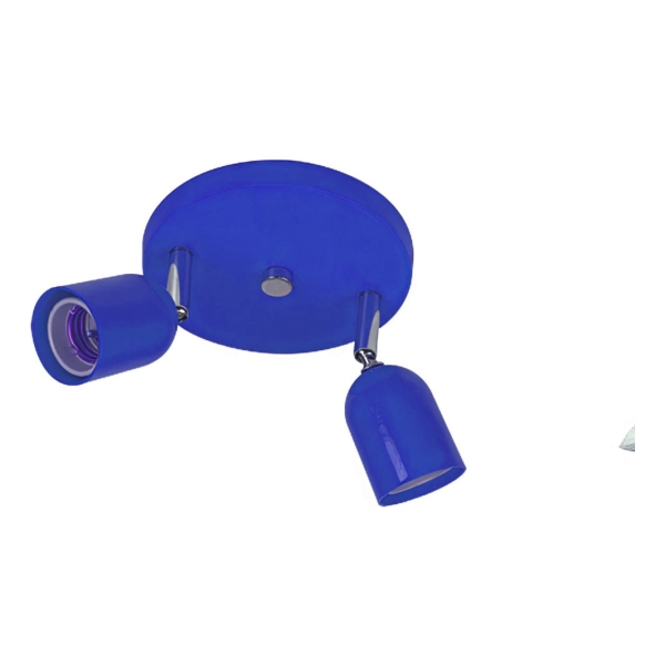 Spot Techo Beta Plastico Y Metal 2 Luces Base Redonda Azul