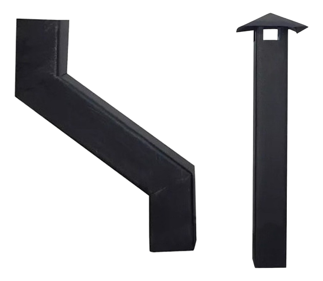 Caño Cuadrado Con Desvio + Caño Con Sombrero Para Estufa