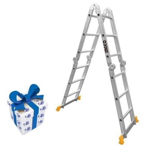 Escalera Andamio Aluminio Multiuso 12 Esc 3.7m Ingco +regalo