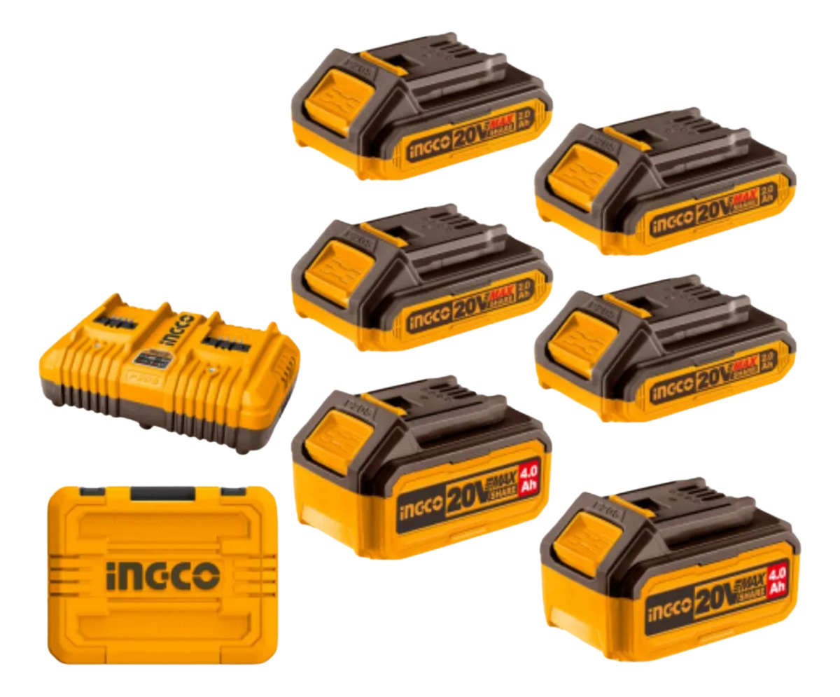 Set X 6 Baterias 20v P20s 4x2ah 2x4ah + Cargador Doble