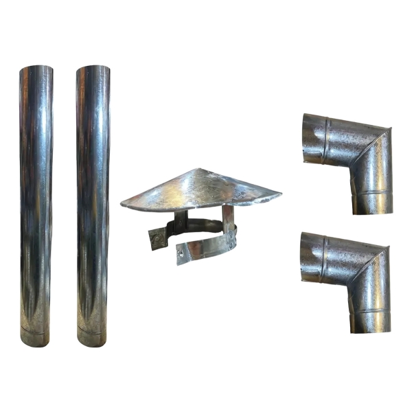 Kit Caño Codos Sombrero 120mm P/ Estufa Calefactor Quematuti - Imagen 3