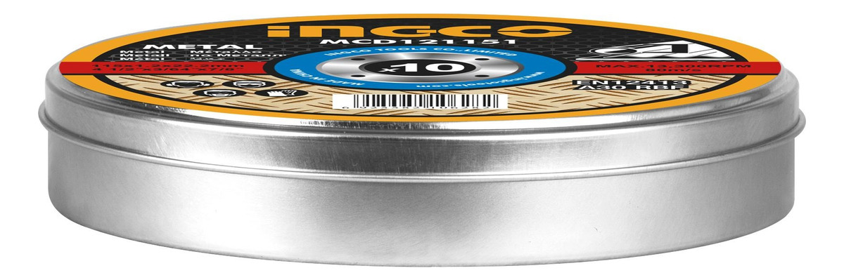10 Disco De Corte Para Metal A.inox Ingco 115mm + Tarro
