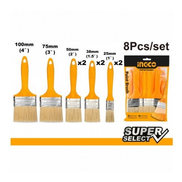 Set X 8 Pinceles Super Select Ingco Chptb7860801