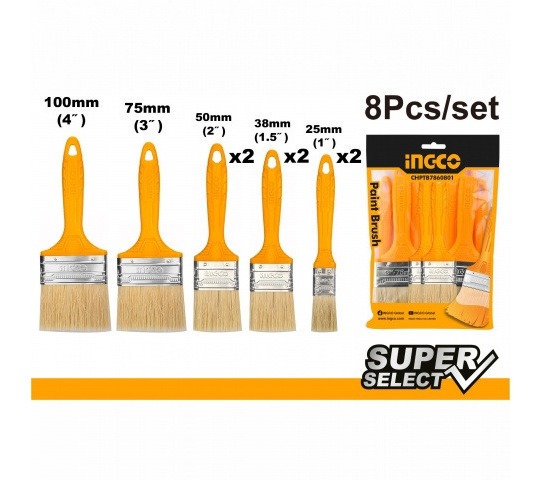 Set X 8 Pinceles Super Select Ingco Chptb7860801