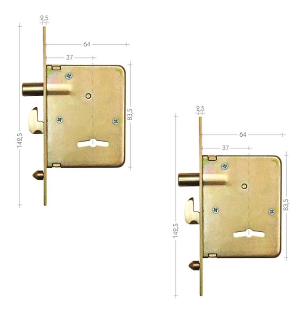 2 Cerrojos Cerradura Combinados 225 Msa P/ Porton Corredizo
