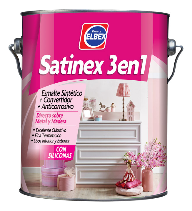 4lt Esmalte Sintetico Semibrillo Elbex Satinex 5 Colores - Imagen 2