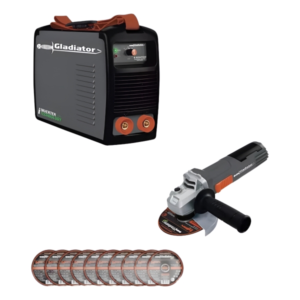 Soldadora Inverter 200 Amp+ Amoladora 41/2+ Discos Gladiator