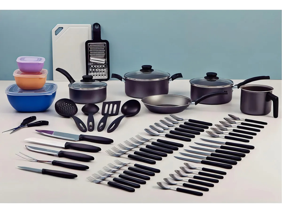 Kit De Ollas Y Utensilios De Cocina Tramontina 56 Piezas