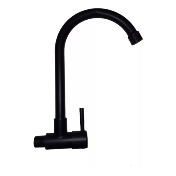 Grifo Canilla De Pared Acero Inox. Negro Pico Cisne Rimontti