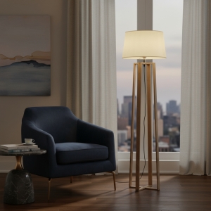 Portátil De Pie, Madera Y Pantalla De Tela E27