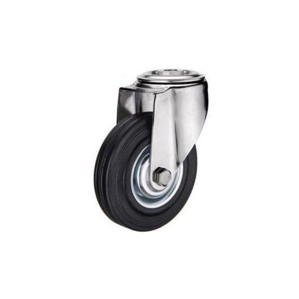 Rueda De Goma Base Giratoria 100mm Para Perno Código 167