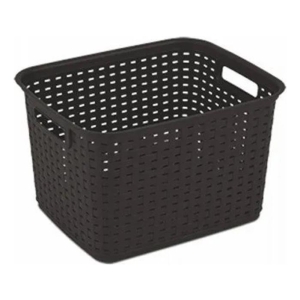 Cesta Plástica Marrón Simil Mimbre - Tv0210