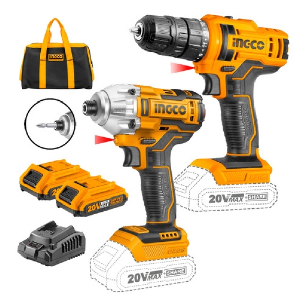 Kit Taladro + Atornillador De Impacto Inalambrico 20v Color