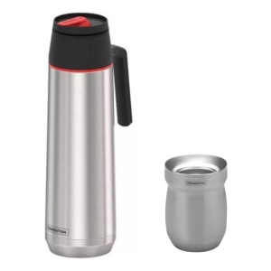 Termo 1 Litro Acero Inox Tramontina + Mate De Acero Inox P G