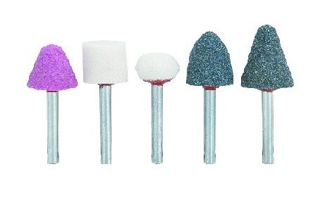 Kit 5 Piezas De Piedras Montadas P/ Rectificadora Eje De 6mm