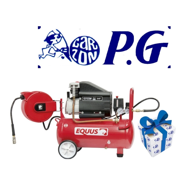 Compresor 3hp 35lt Con Manguera Rectratil 8mt Equus +regalo!
