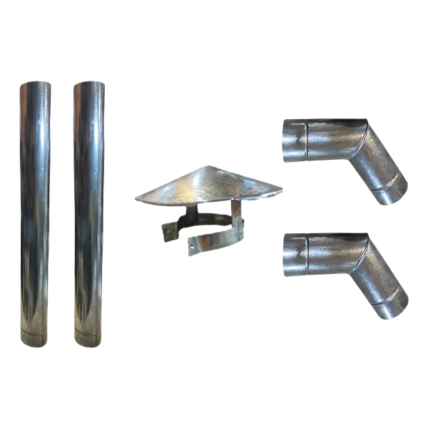 Kit Caño Codos Sombrero 120mm P/ Estufa Calefactor Quematuti - Imagen 2