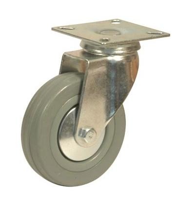 Set De 4 Ruedas De Goma Gris Con Base Giratoria 125mm Rg125