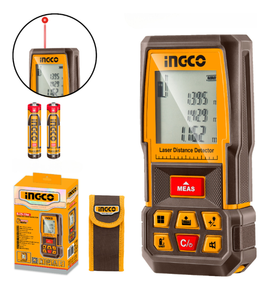 Medidor Láser Ingco Hldd0708 70m Con Estuche