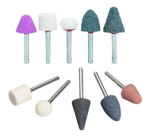 Kit 10 Pzs De Piedras Montadas P/ Rectificadora Eje De 6y3mm