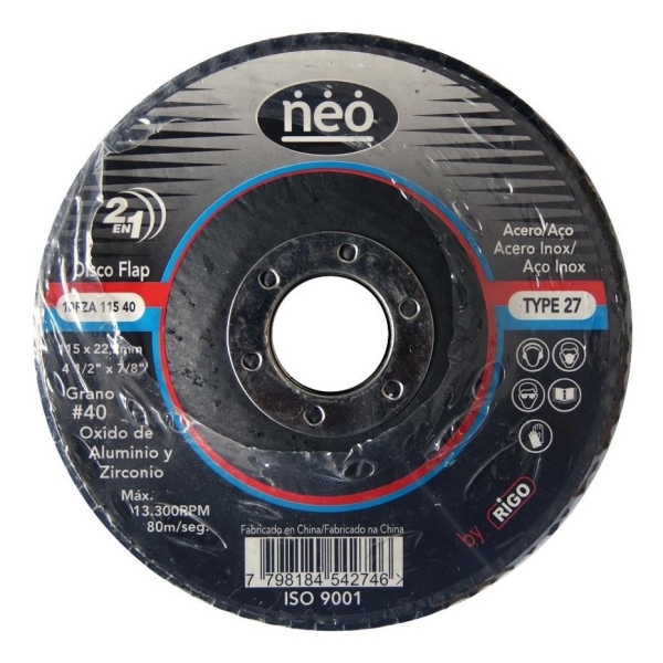 Disco Flap De Lijas 115mm Neo 10fza115 A.inox Madera N°40