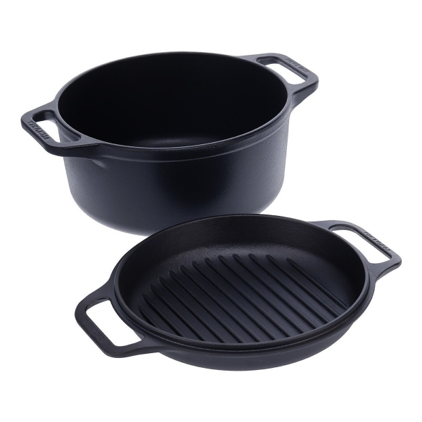Olla Victoria C/tapa Doble Uso Hierro Curado 6l/26cm C/asas