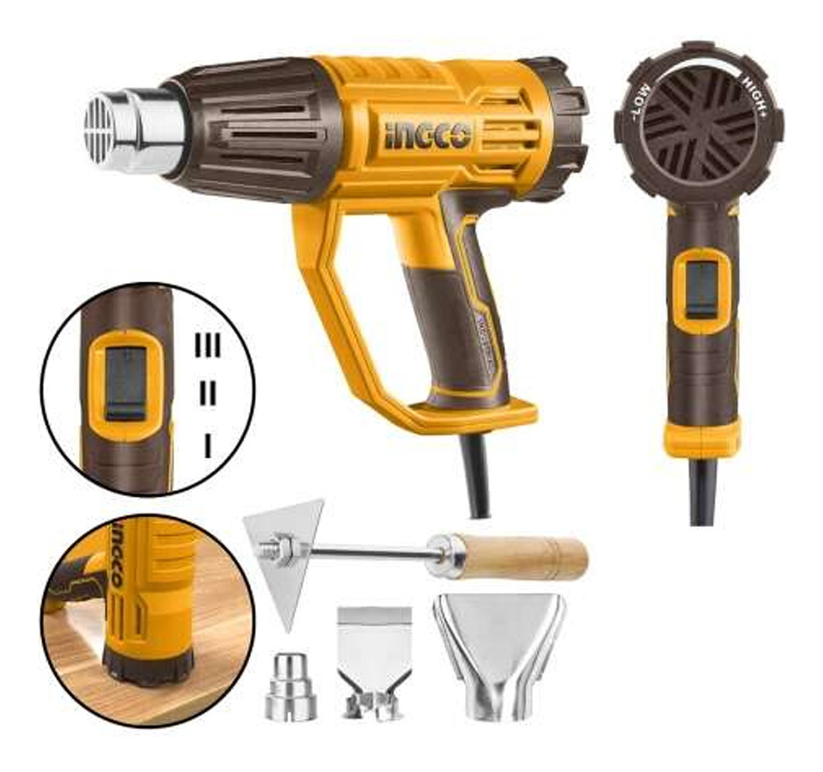 Pistola De Calor 2000w C Set De Boquillas Hg200047 Ingco -pg
