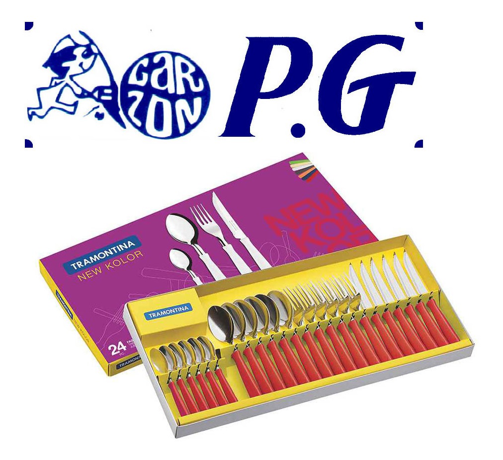 Set Cubiertos 24 Piezas New Kolor Rojo Tramontina 23198/788