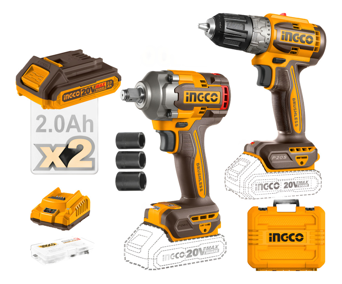 Set Llave Impacto 20v 400nm + Atornillador 20v + Carg + Bat