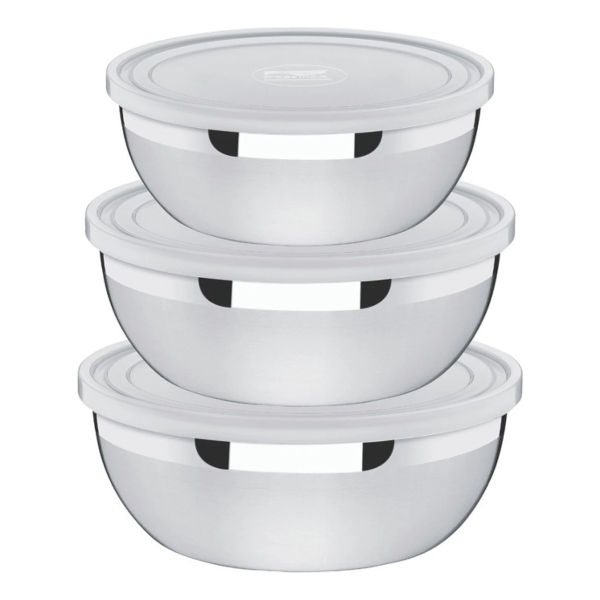 Juego De Bowls Tramontina 3 Pzs Acero Inoxtapa Plastico