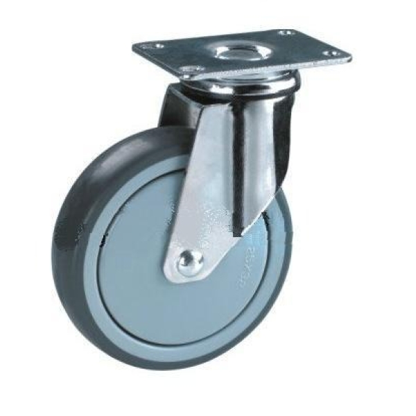 Set De 4 Ruedas D Goma Gris Base Giratoria 125mm Cubre Rueda
