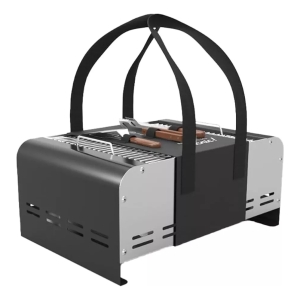 Parrilla A Carbón Portátil Acero Inox + Set De Cubiertos