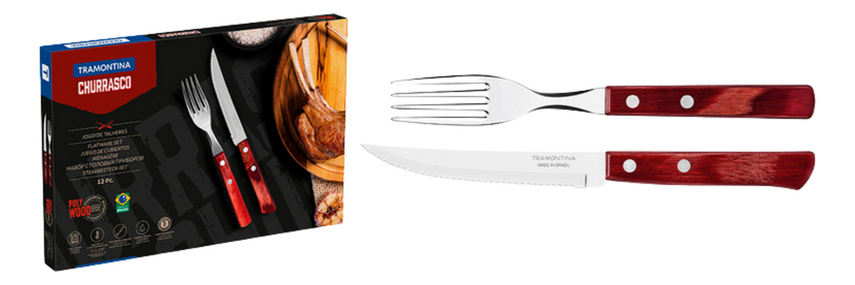 Set De Cubiertos Polywood Rojo Tramontina 12 Pzas 21199/703