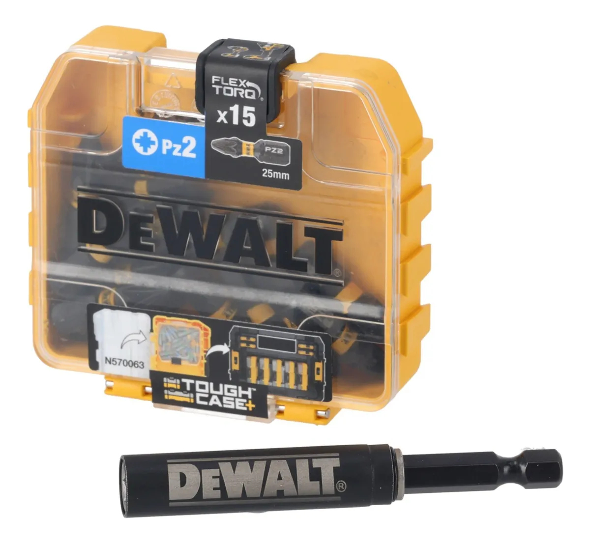 Set 16pcs Puntas Impacto Pz2 X 25mm + Extension Dewalt Dt706