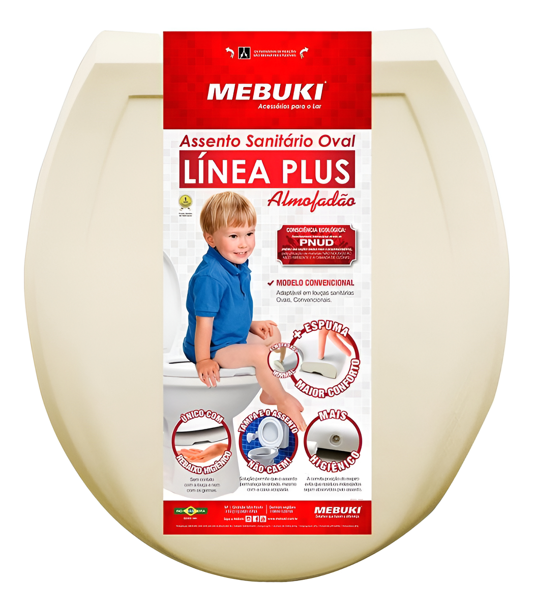 Asiento Inodoro Tapa Plus Acolchada Arena Mebuki P G - Imagen 2