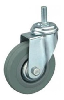 Set De 4 Ruedas Giratoria 100mm De Goma Gris Perno Con Rosca
